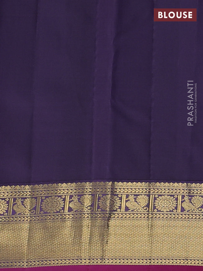 Pure kanchipuram silk saree light blue and jamun shade with zari woven buttas and rich zari woven border