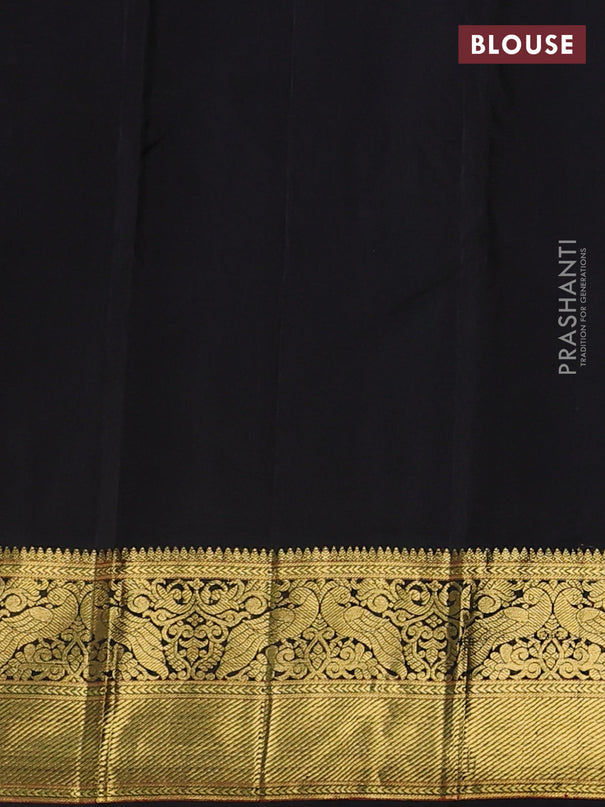 Pure kanchipuram silk saree lime green and black with zari woven buttas and rich zari woven korvai border