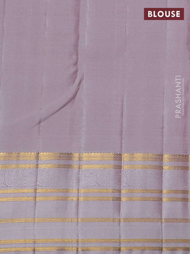 Pure kanchipuram silk saree red and grey with allover self emboss & zari buttas and rich thread & zari woven border
