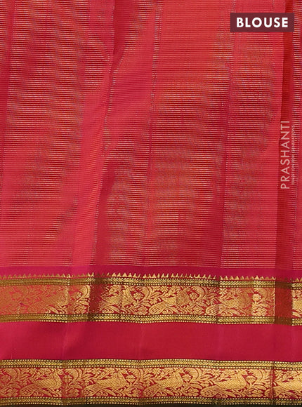 Pure kanchipuram silk saree mild lavender and pink with allover zari stripe pattern and rettapet zari woven korvai border