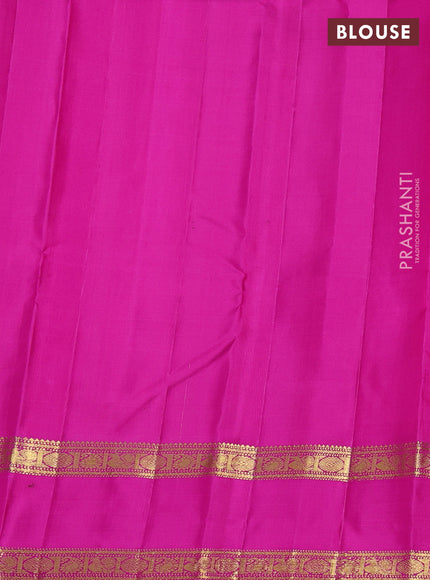 Pure kanchipuram silk saree pinkish orange and pink with zari woven buttas and rettapet zari woven border