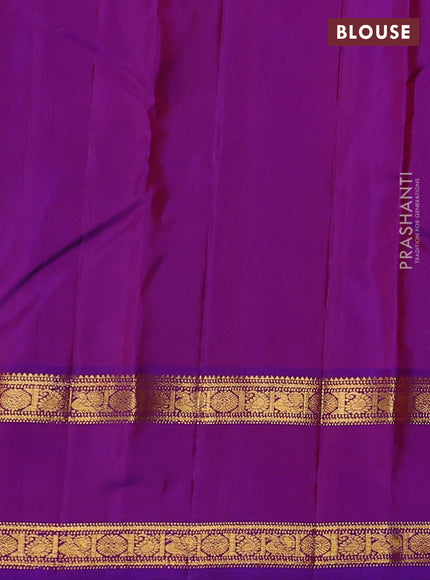 Pure kanchipuram silk saree red and purple with zari woven buttas and rettapet zari woven border