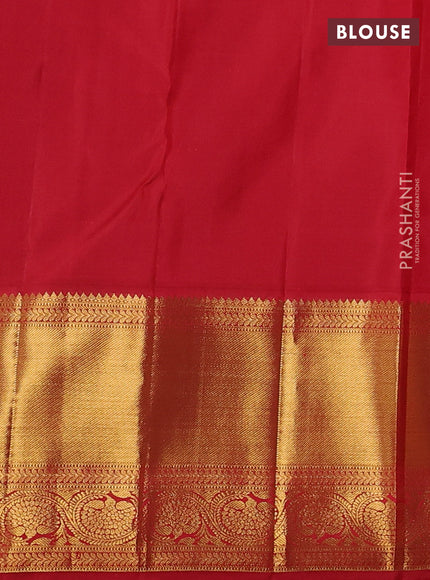 Pure kanchipuram silk saree peach shade and red with zari woven buttas and rich zari woven border