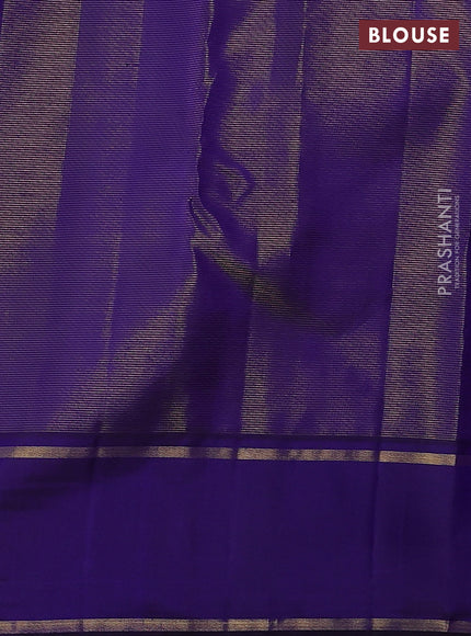 Pure kanchipuram silk saree purple and blue with allover zari weaves & buttas and rettapet zari woven border