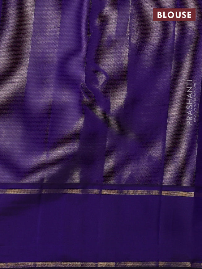Pure kanchipuram silk saree purple and blue with allover zari weaves & buttas and rettapet zari woven border