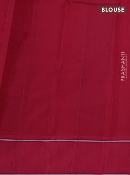 Pure kanchipuram silk saree dark green and maroon with plain body and temple design rettapet border