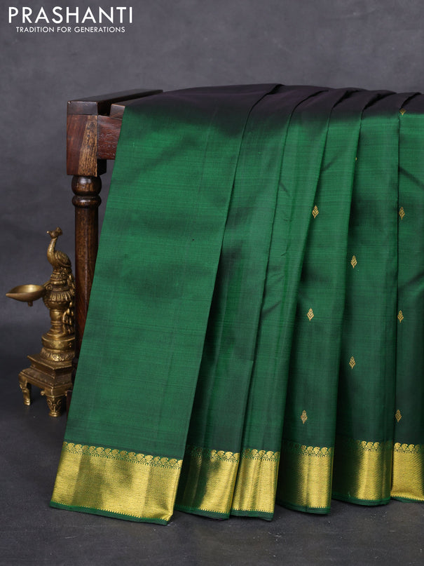 Pure kanchipuram silk saree green with zari woven buttas and zari woven border