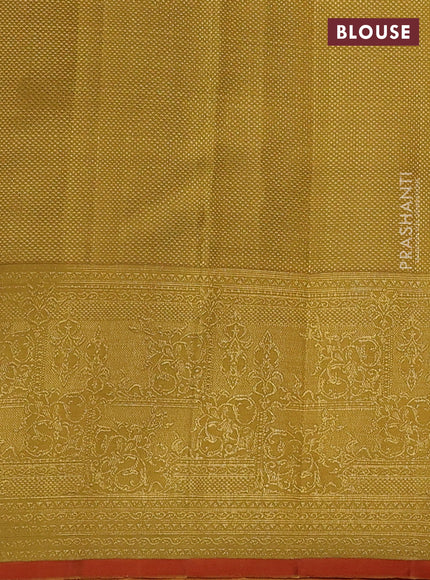 Pure kanchipuram silk saree cream and mustard yellow with zari woven buttas and long zari woven border