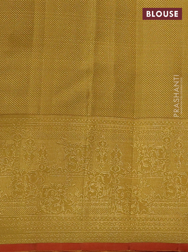 Pure kanchipuram silk saree cream and mustard yellow with zari woven buttas and long zari woven border