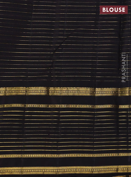 Pure kanchipuram silk saree green blue and coffee brown with allover zari weaves and long zari wovenborder