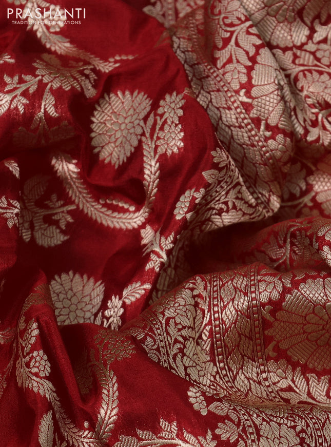 Banarasi uppada silk saree red with allover zari woven brocade weaves and zari woven border