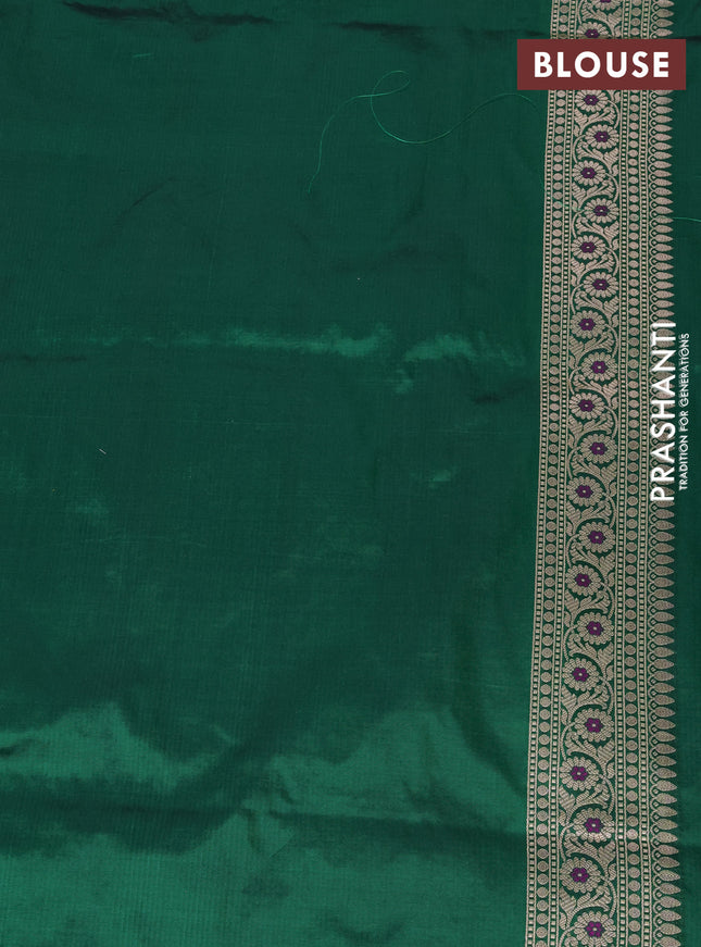 Banarasi uppada silk saree green with allover zari woven brocade weaves and zari woven border