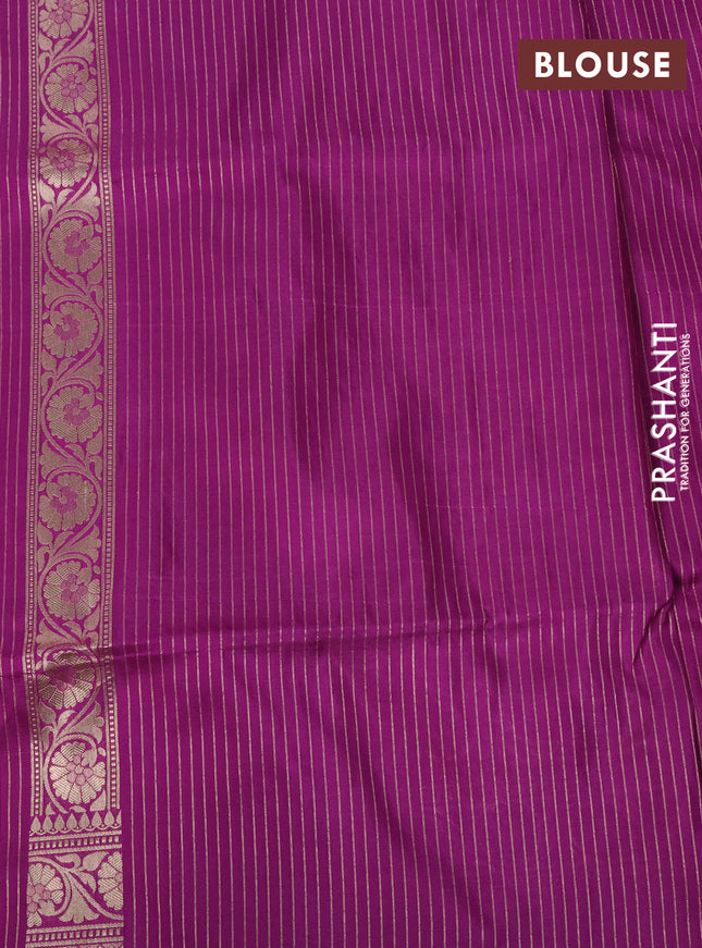 Banarasi uppada silk saree purple with allover zari woven floral brocade weaves and zari woven border