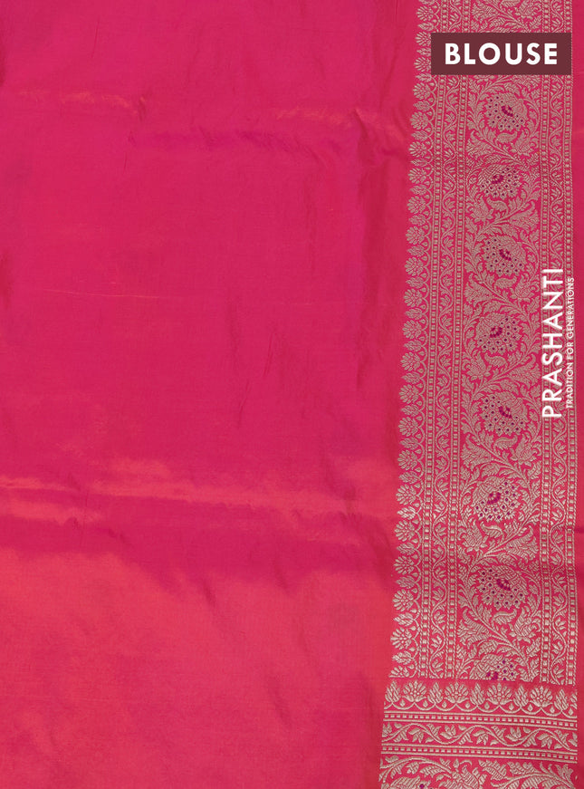 Banarasi uppada silk saree dual shade of pinkish orange with allover zari woven brocade weaves and zari woven border