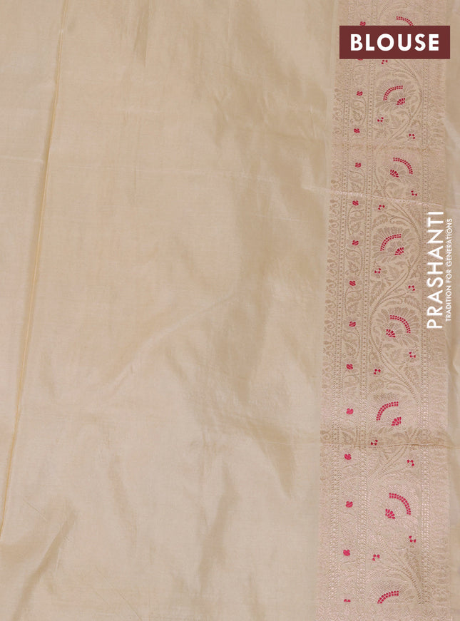 Banarasi uppada silk saree cream with allover zari woven brocade weaves and zari woven border