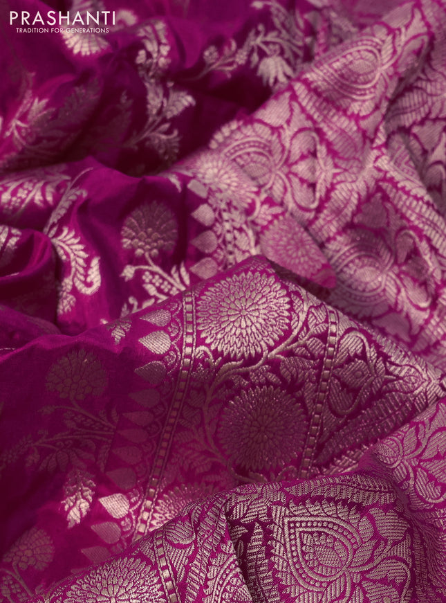 Banarasi uppada silk saree pink with allover zari woven brocade weaves and zari woven border