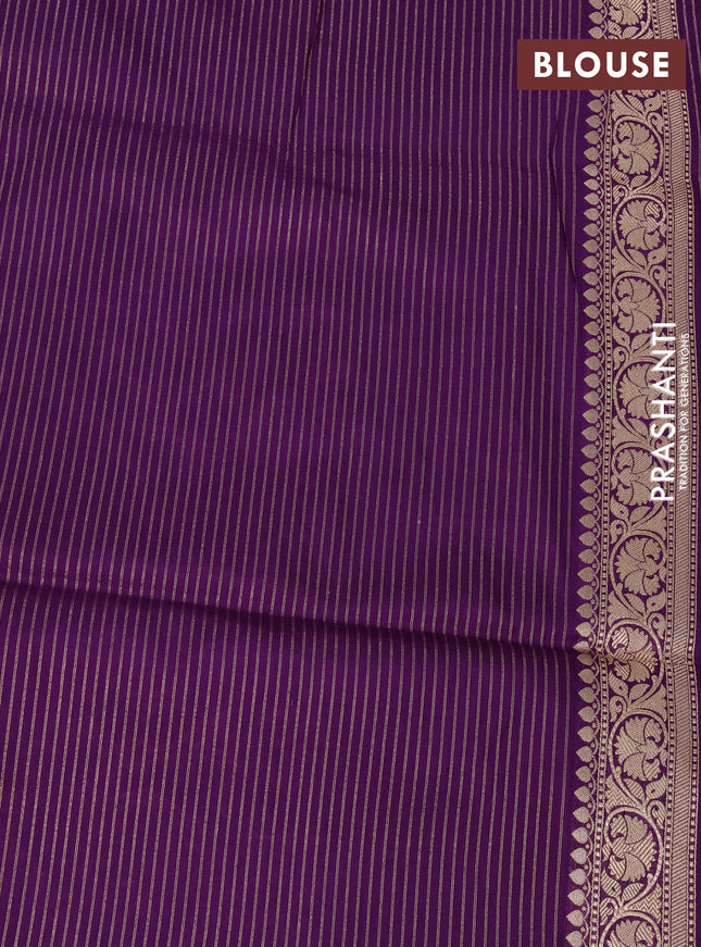 Banarasi uppada silk saree purple with allover zari woven floral brocade weaves and zari woven border