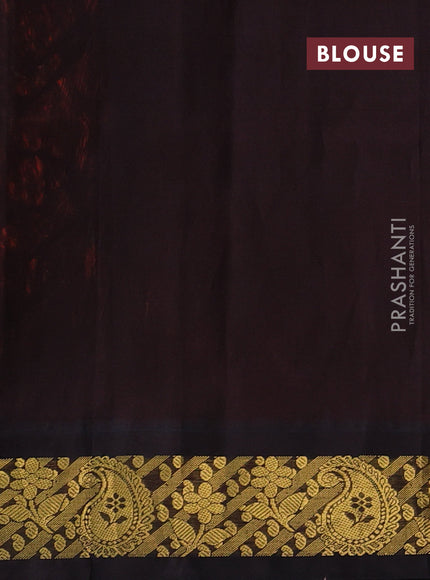 Silk cotton saree orange and coffee brown with allover kalamkari prints and zari woven korvai border