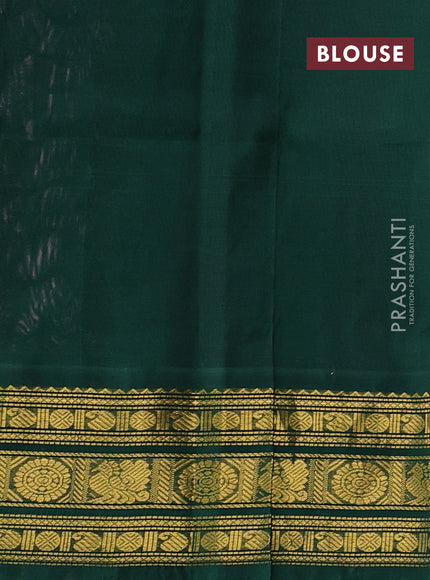 Silk cotton saree mild lavender and green with allover kalamkari prints and zari woven korvai border