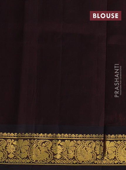 Silk cotton saree sunset orange and coffee brown with allover kalamkari prints and zari woven korvai border