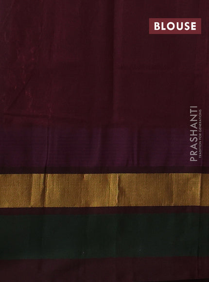 Silk cotton saree peach pink and maroon with allover kalamkari prints and temple design zari woven simple border