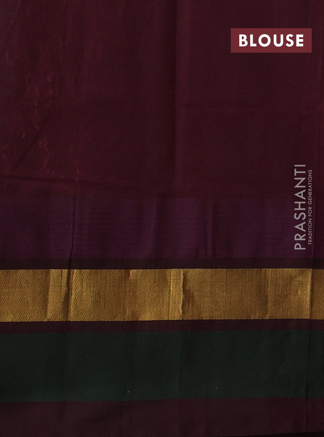 Silk cotton saree peach pink and maroon with allover kalamkari prints and temple design zari woven simple border