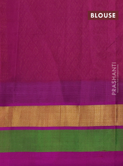 Silk cotton saree mild lavender and purple with allover kalamkari prints and temple design zari woven simple border
