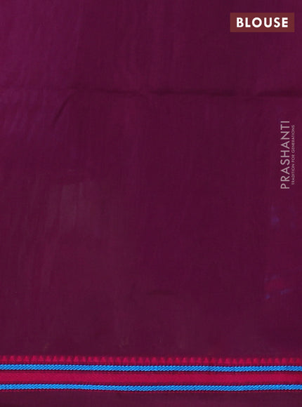 Kora silk cotton saree purple with thread woven buttas and thread woven simple border