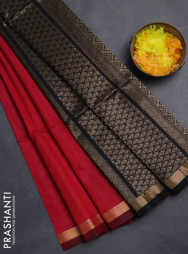 Kora silk cotton saree pink and black with zari woven buttas and zari woven border