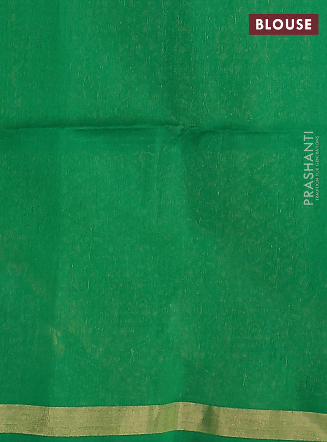 Kora silk cotton saree sandal and green with zari woven buttas and zari woven border