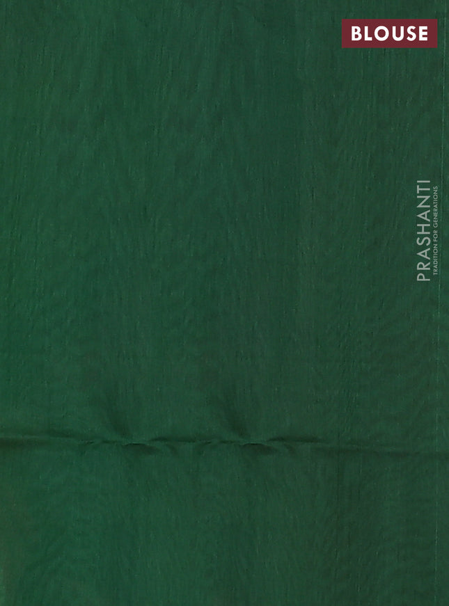 Kora silk cotton saree red and green with thread & zari woven buttas and piping border