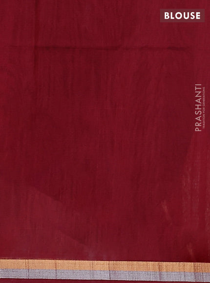 Kora silk cotton saree black and maroon with silver & gold zari woven buttas and zari woven border