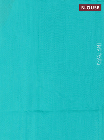 Kora silk cotton saree dual shade of honey and teal green with thread woven buttas and simple border