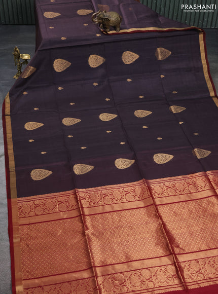 Kora silk cotton saree pastel wine shade and red with zari woven buttas and zari woven border