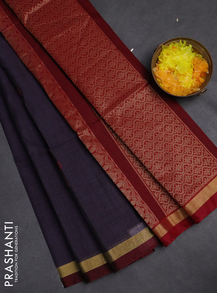 Kora silk cotton saree pastel wine shade and maroon with thread & zari woven buttas and zari woven border