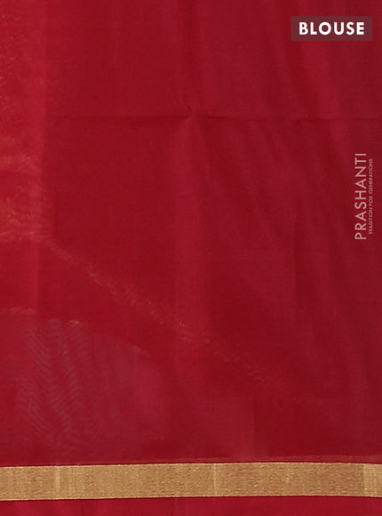 Kora silk cotton saree dark mehendi green and maroon with thread & zari woven buttas and zari woven border