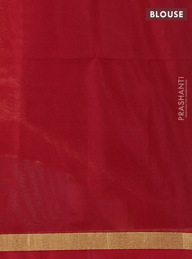 Kora silk cotton saree dark mehendi green and maroon with thread & zari woven buttas and zari woven border