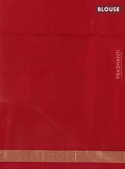 Kora silk cotton saree pastel green and red with thread & zari woven buttas and zari woven border