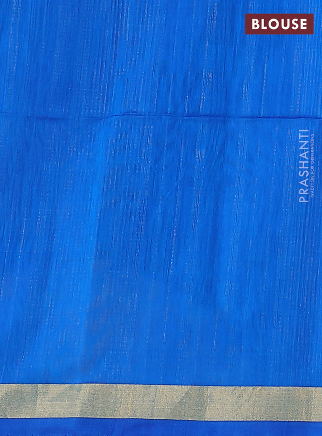Kora silk cotton saree deep jamun and cs blue with allover zari weaves & thread buttas and zari woven border