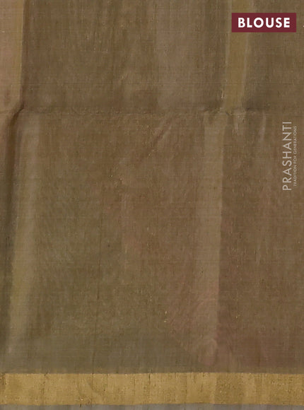 Kora silk cotton saree light pink and elaichi green with thread & zari woven buttas and zari woven border