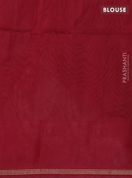 Kora silk cotton saree black and maroon with thread & zari woven buttas and zari woven butta border