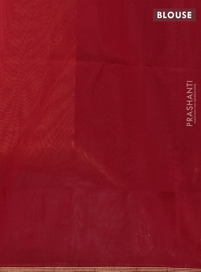 Kora silk cotton saree dark mustard and maroon with zari woven buttas and zari woven border