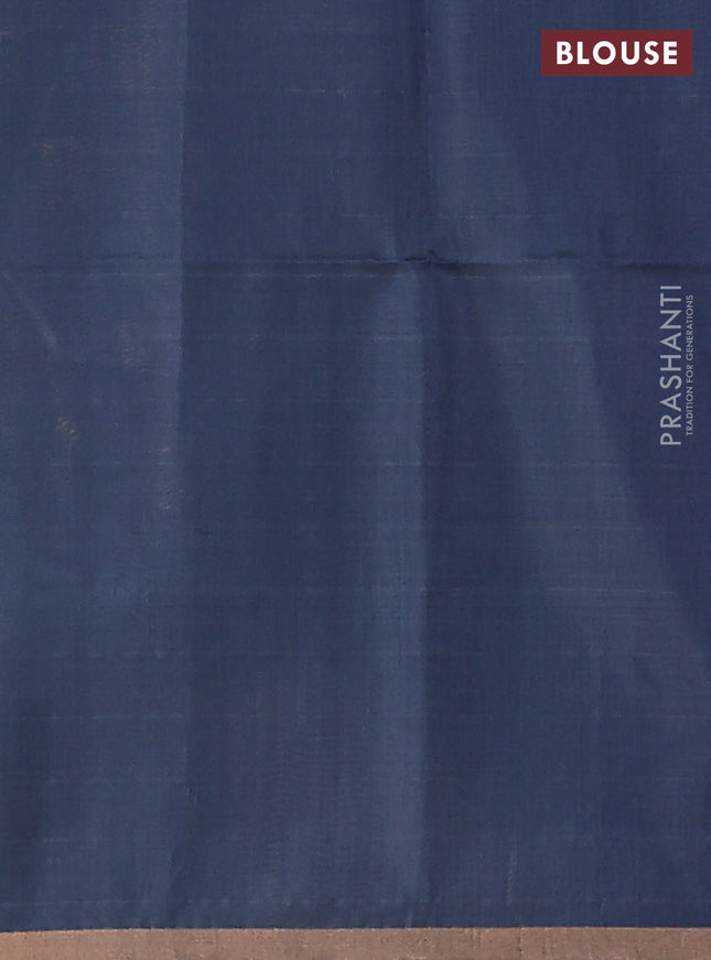 Kora silk cotton saree grey and purple shade with zari woven buttas and zari woven border