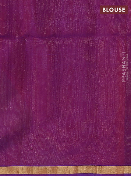 Kora silk cotton saree maroon and purple with zari woven buttas and zari woven border