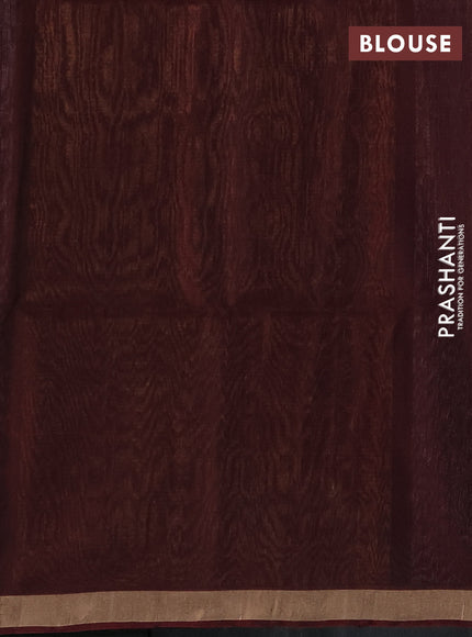 Kora silk cotton saree sap green and maroon with zari woven buttas and zari woven border