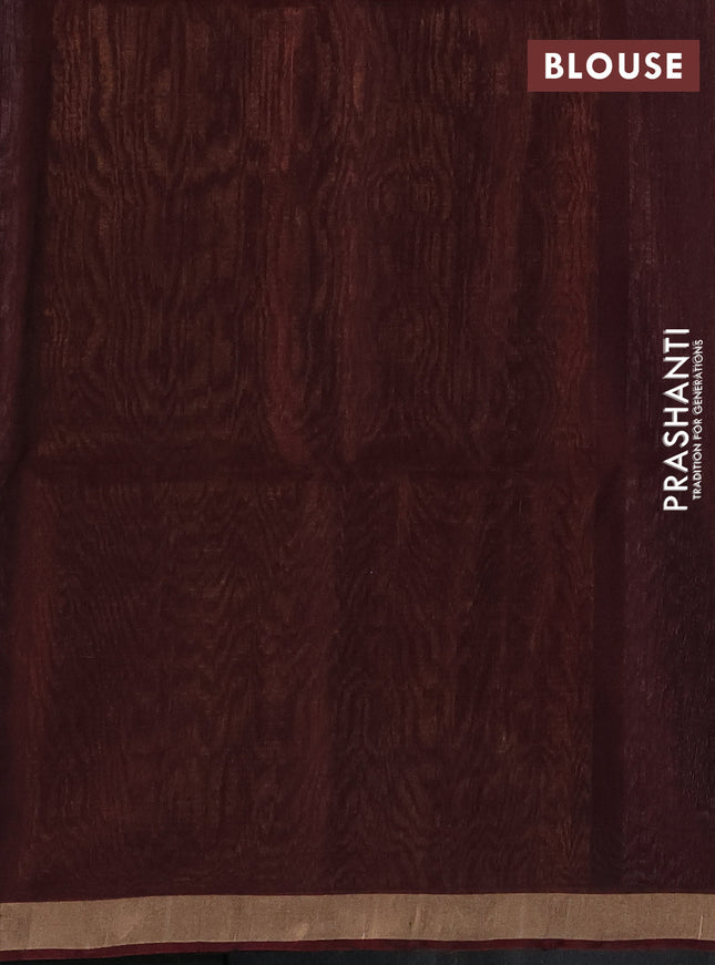 Kora silk cotton saree sap green and maroon with zari woven buttas and zari woven border