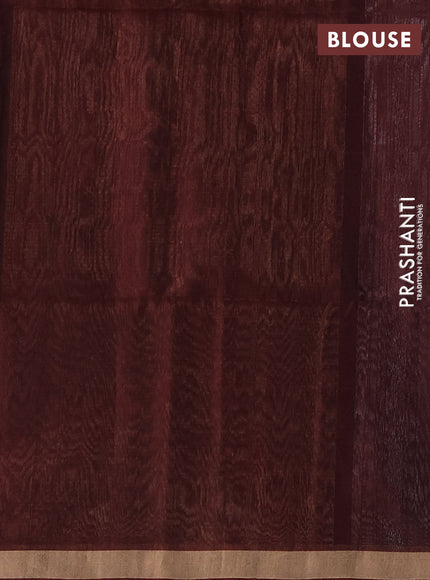 Kora silk cotton saree elephant grey and maroon with zari woven buttas and zari woven border