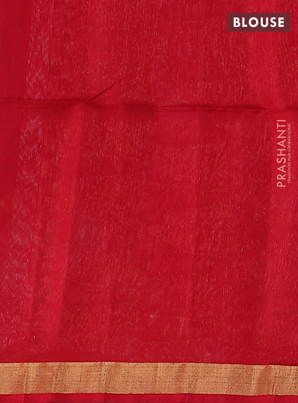 Kora silk cotton saree peacock blue and red with zari woven buttas and zari woven buttas border