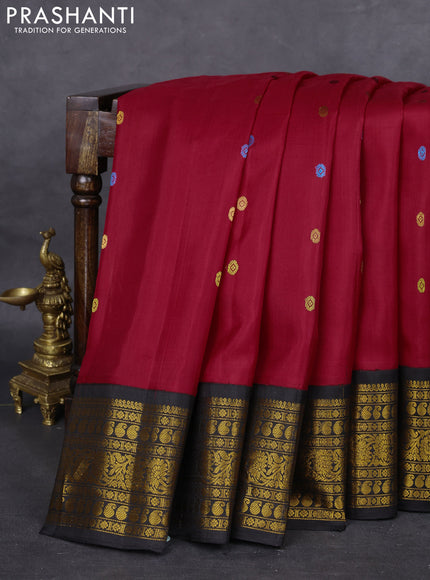 Pure gadwal silk saree red and black with thread & zari woven buttas and rich zari woven border
