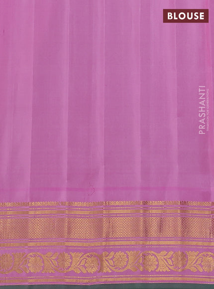 Pure gadwal silk saree pista green and light pink with thread woven buttas and temple design zari woven border